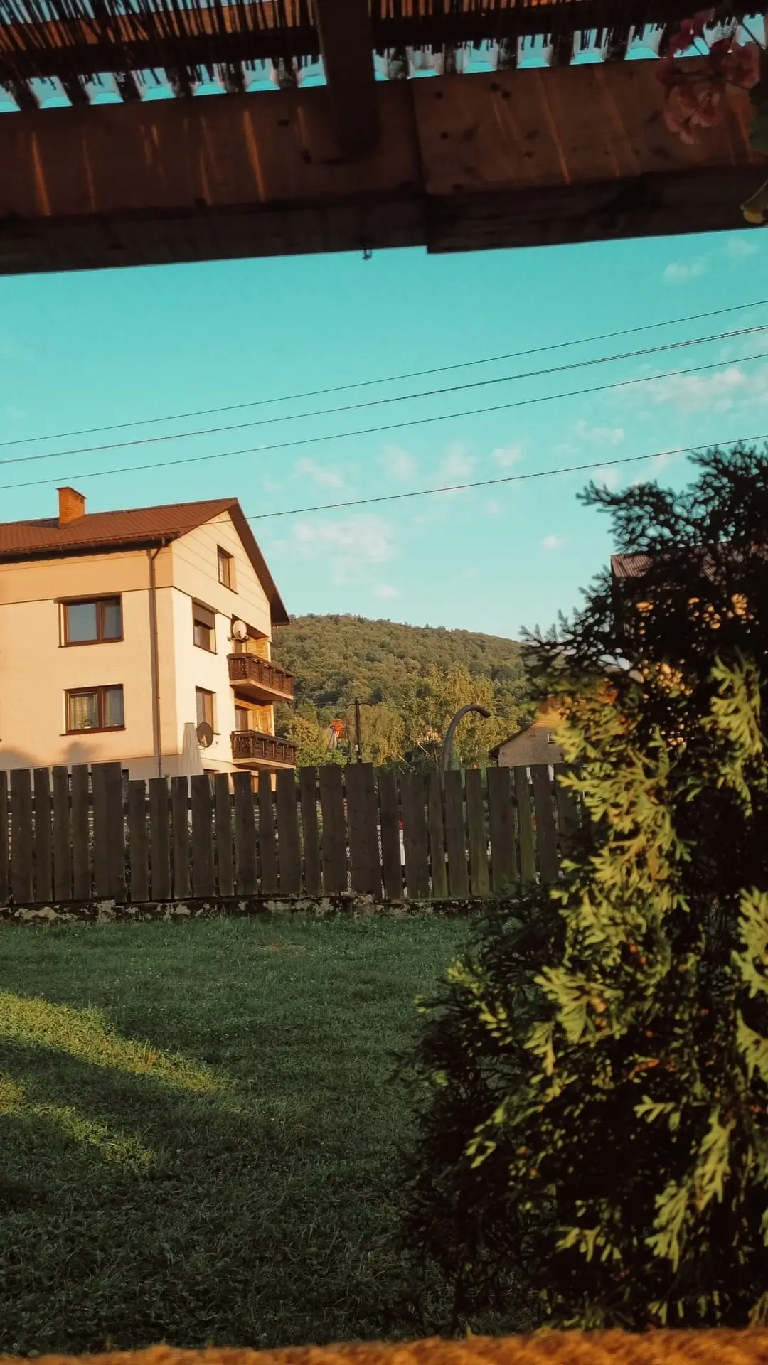 a very nice view at the mountains from a house